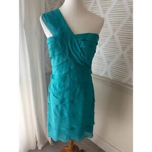 Max And Cleo Women’s Size 6 Medium Bluesail Scalloped Ruffle Party Mini Dress